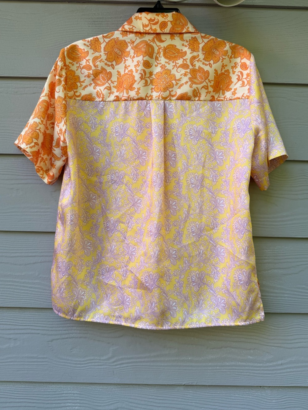 Sandro Yellow and Cream Floral Short-Sleeve Button-Down Shirt - Picture 8 of 15